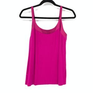 Chicos Satin Trim Tank Top Cami Womens SIze 1 US Medium Hot Pink